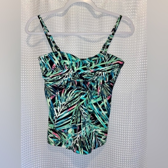Women George Swimsuit tankini adjustable straps tropical pattern Sz medium - Picture 3 of 10